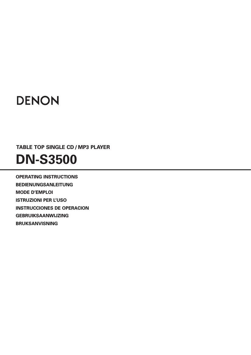 Denon DN S3500 Owners Manual