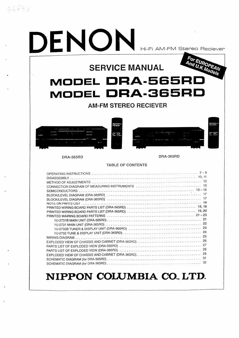 Denon DRA 365RD Service Manual