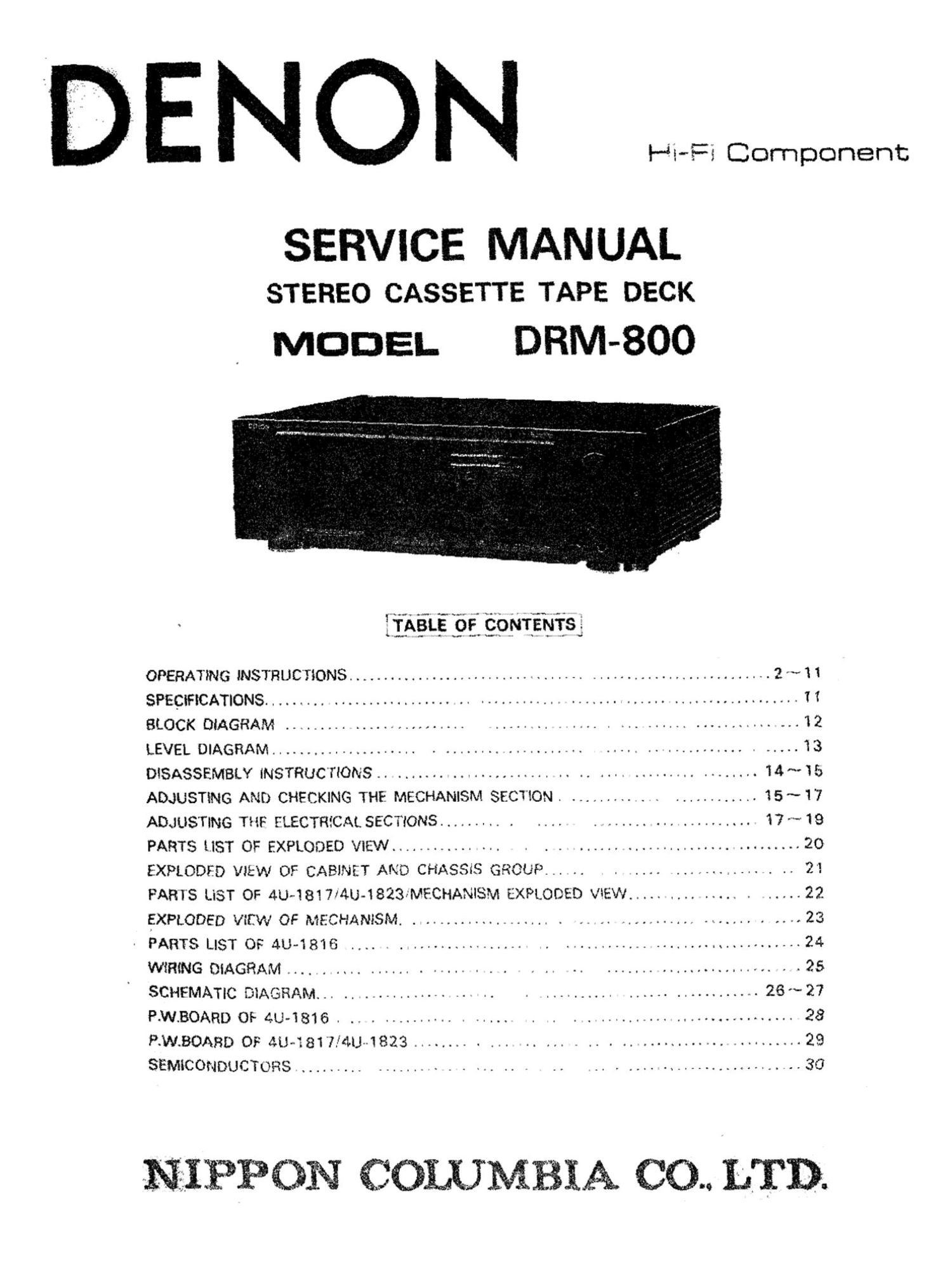Denon DRM 800 Service Manual