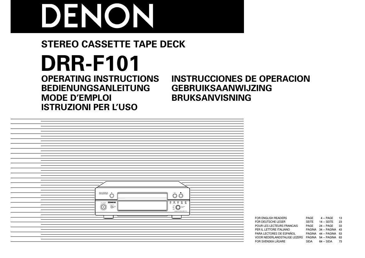 Denon DRR F101 Owners Manual
