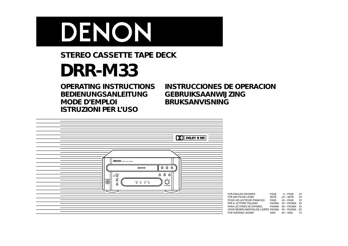 Denon DRR M33 Owners Manual