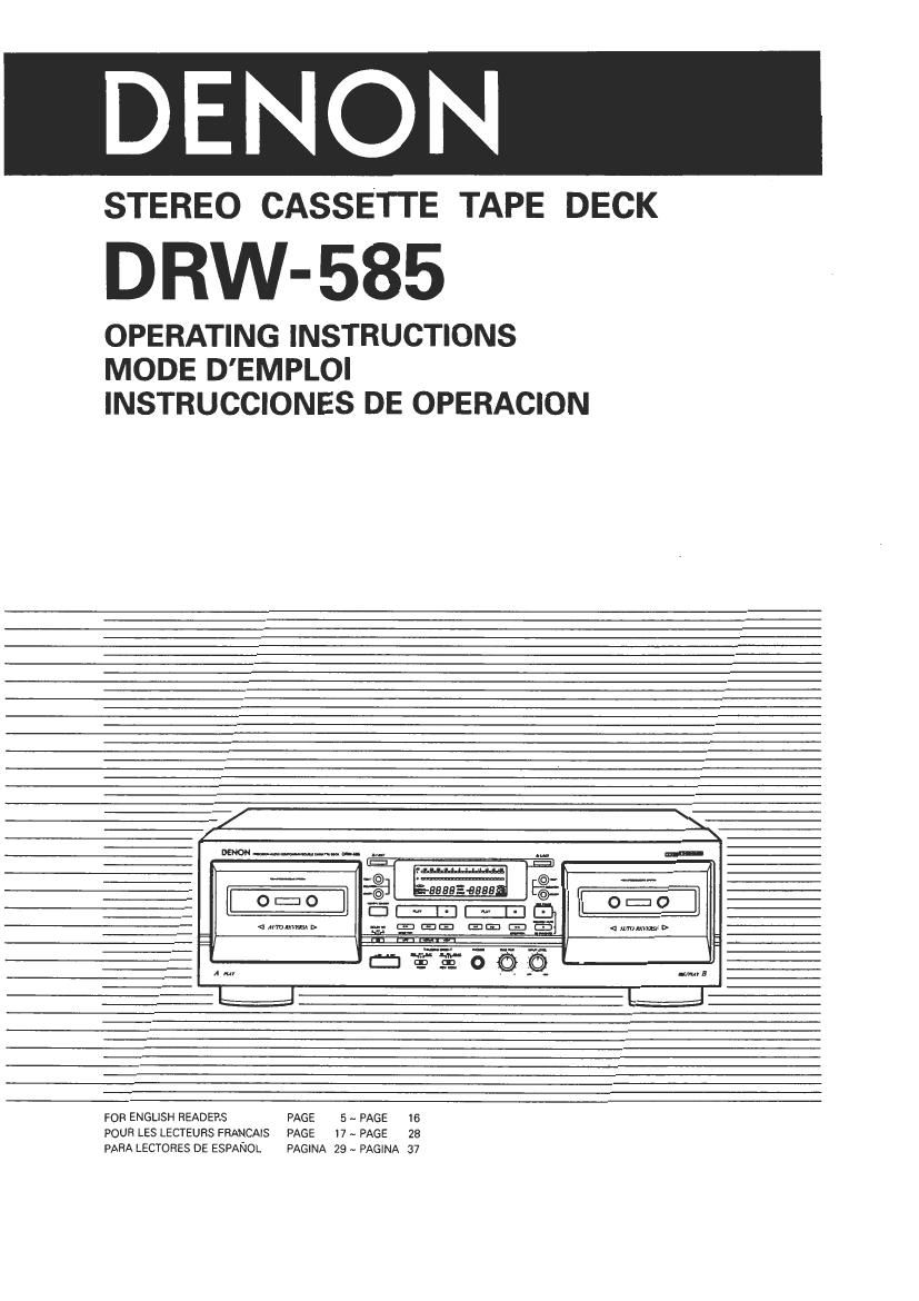 Denon DRW 585 Owners Manual