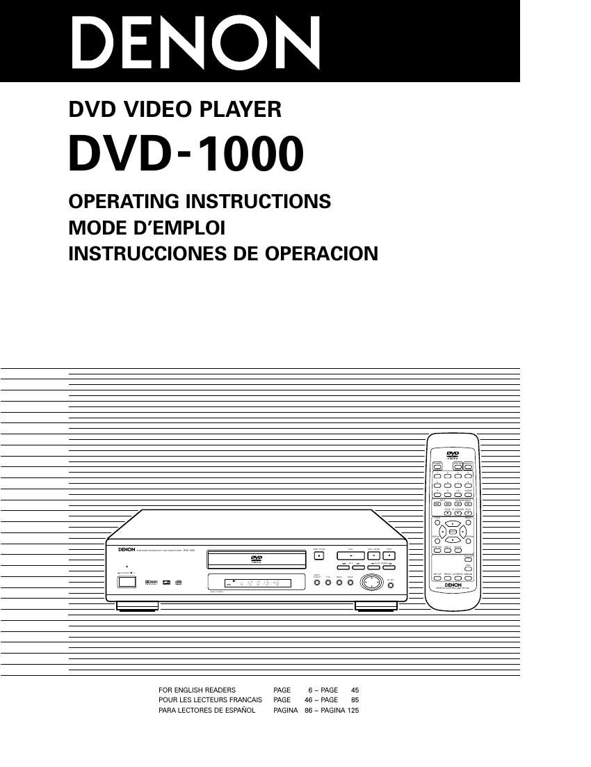 Denon DVD 1000 Owners Manual