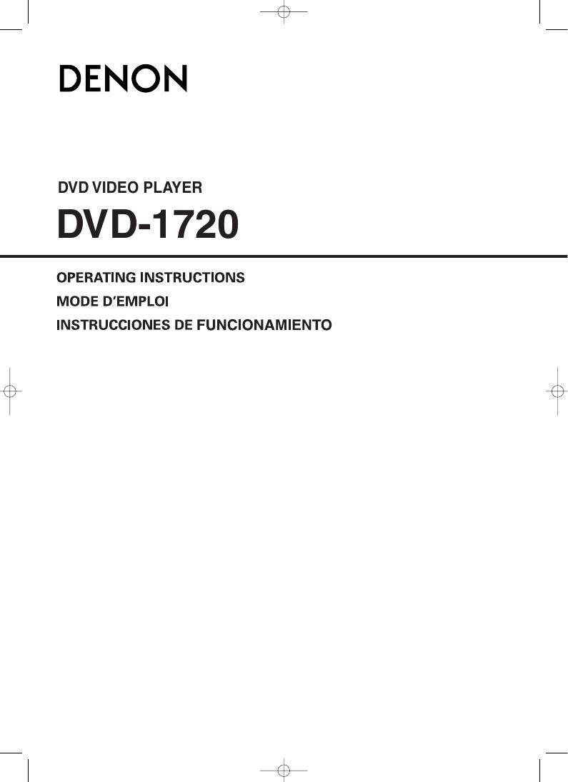 Denon DVD 1720 Owners Manual