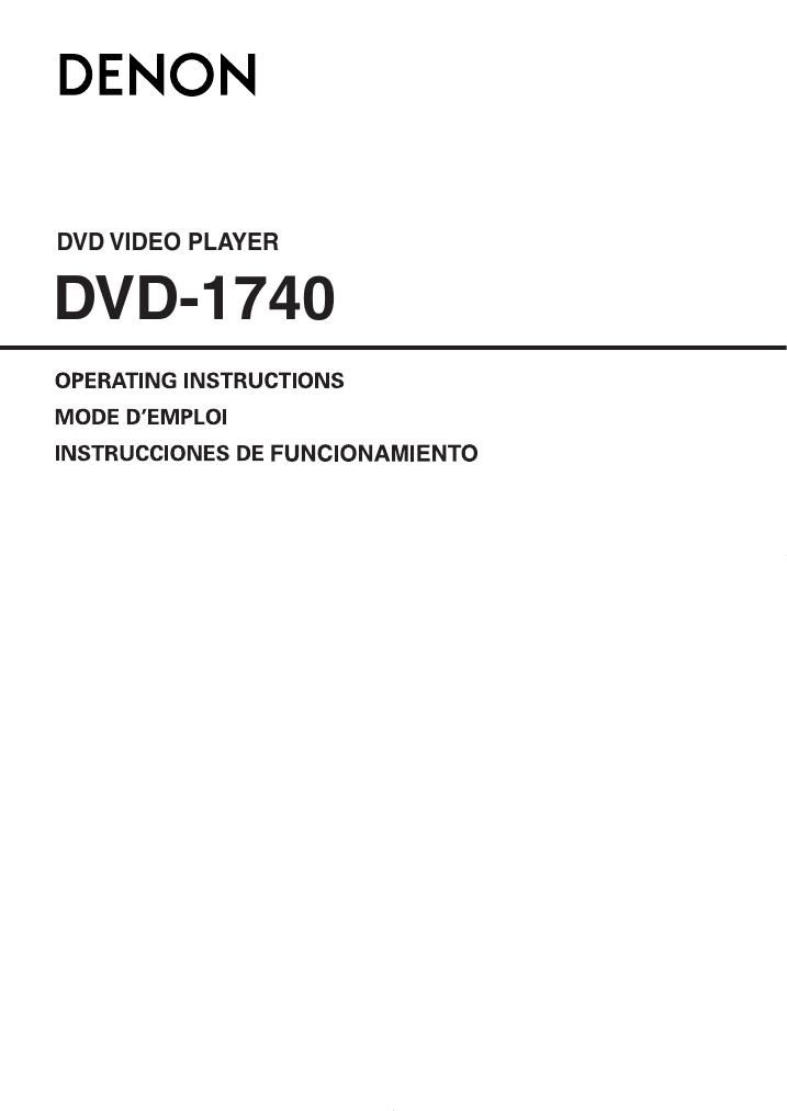 Denon DVD 1740 Owners Manual