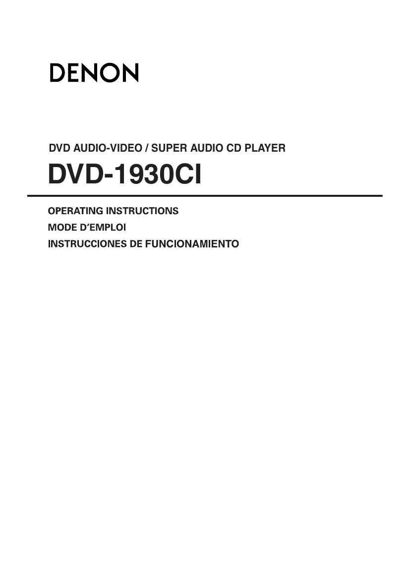 Denon DVD 1930CI Owners Manual