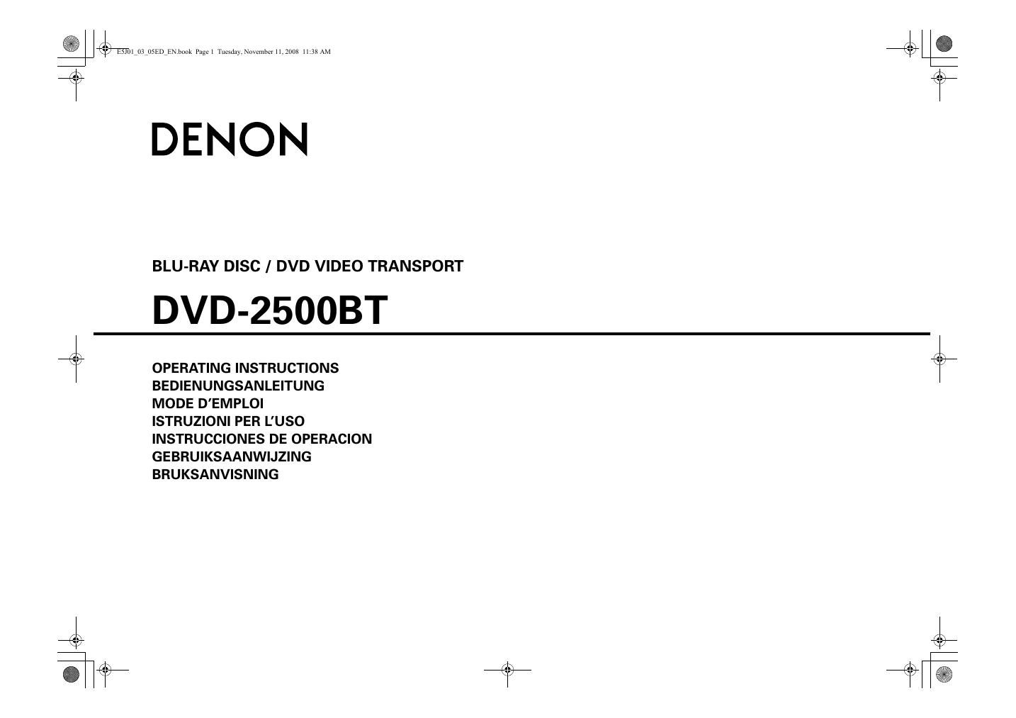 Denon DVD 2500BT Owners Manual