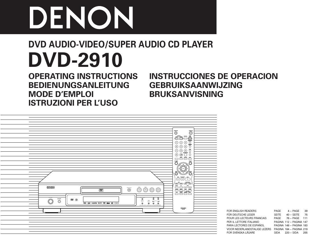 Denon DVD 2910 Owners Manual