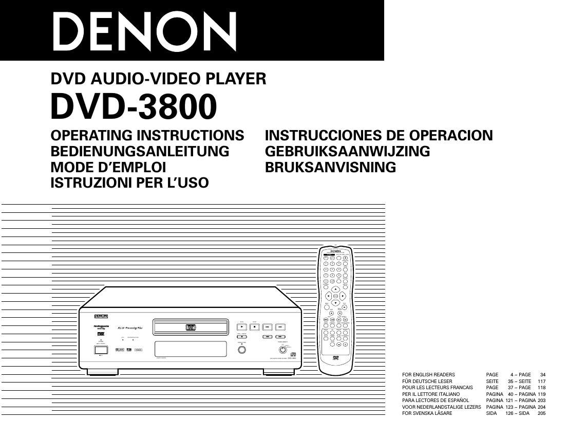 Denon DVD 3800 Owners Manual