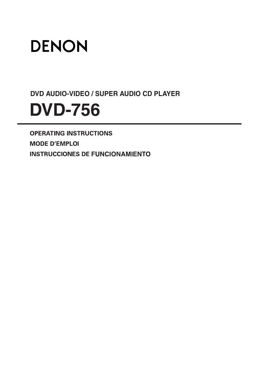 Denon DVD 756 Owners Manual