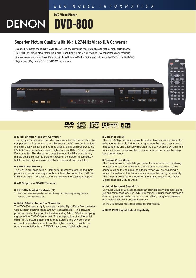 Denon DVD 800 Brochure