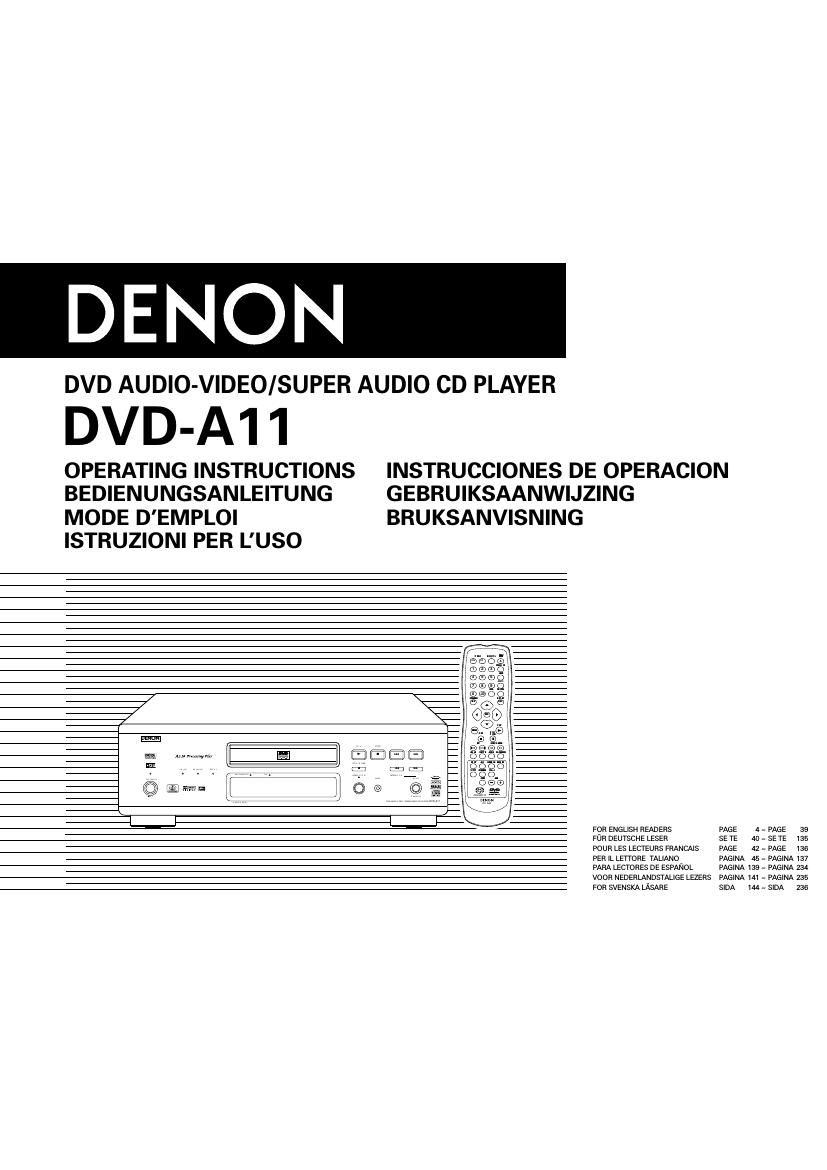 Denon DVD A11 Owners Manual