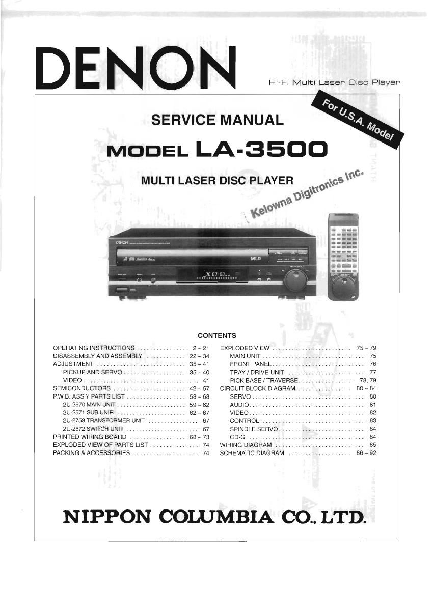 Denon LA 3500 Service Manual