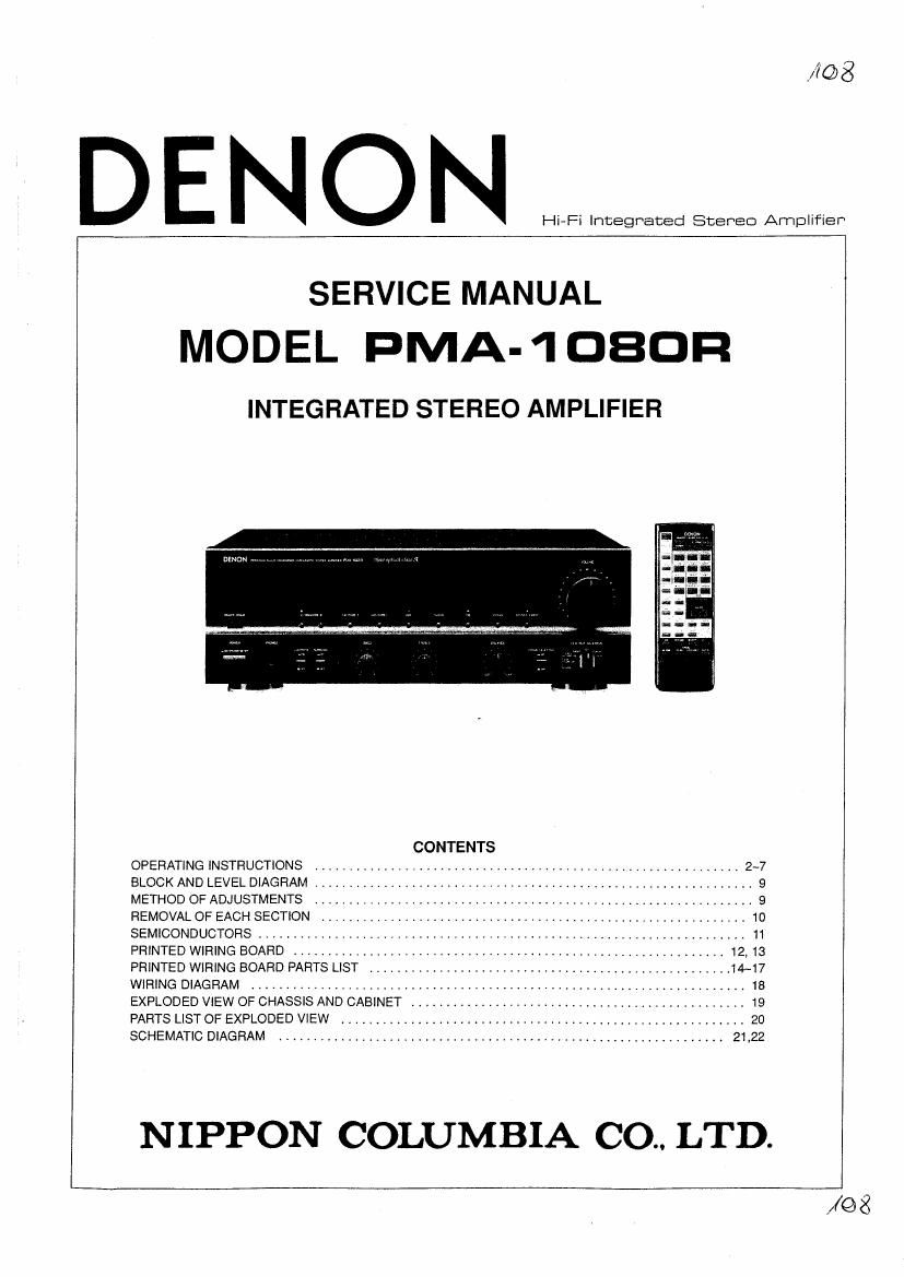 Denon PMA 1080R Service Manual