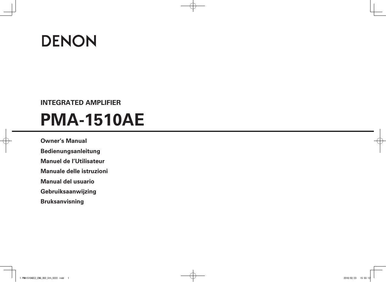 Denon PMA 1510AE Owners Manual