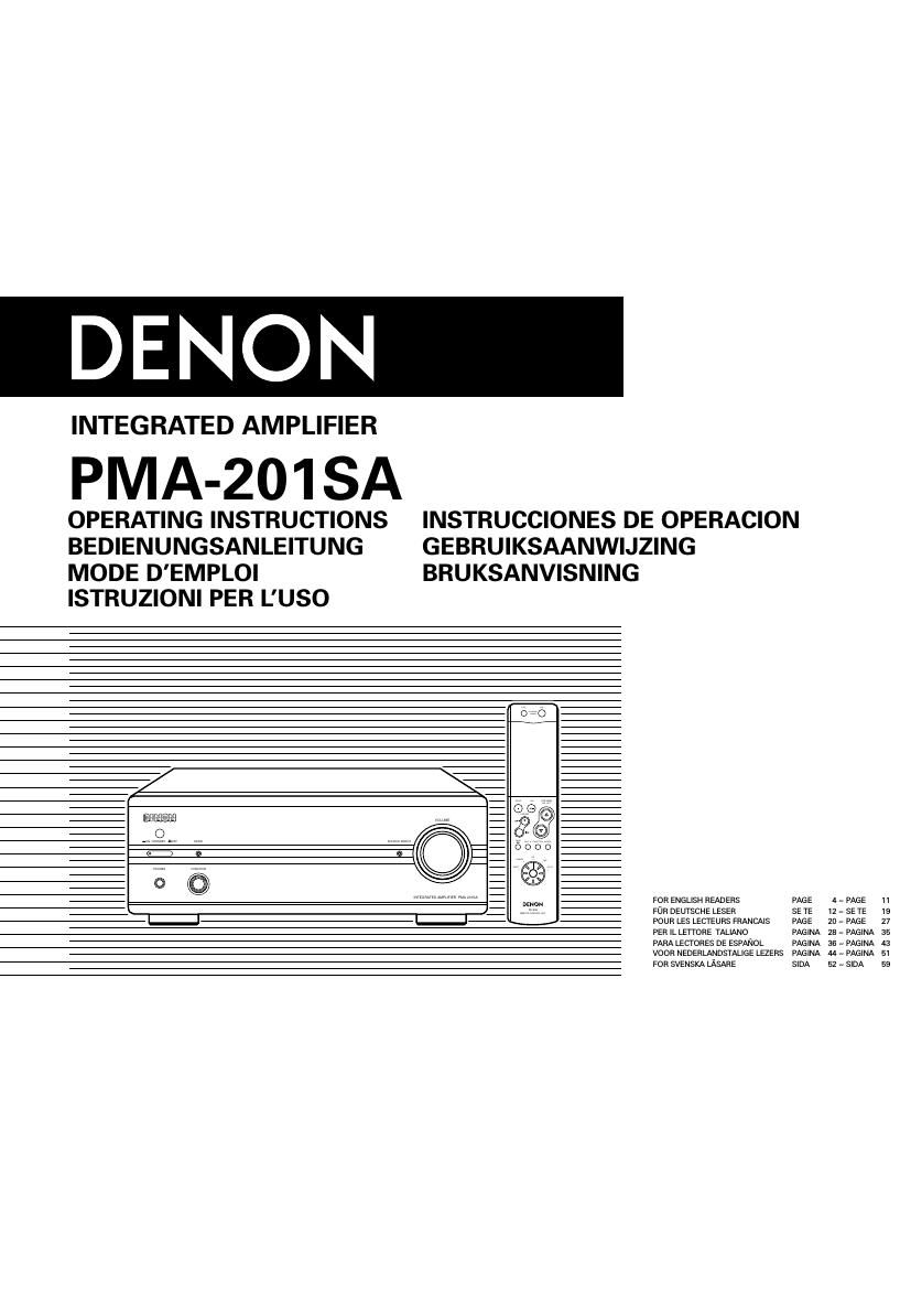 Denon PMA 201SA Owners Manual
