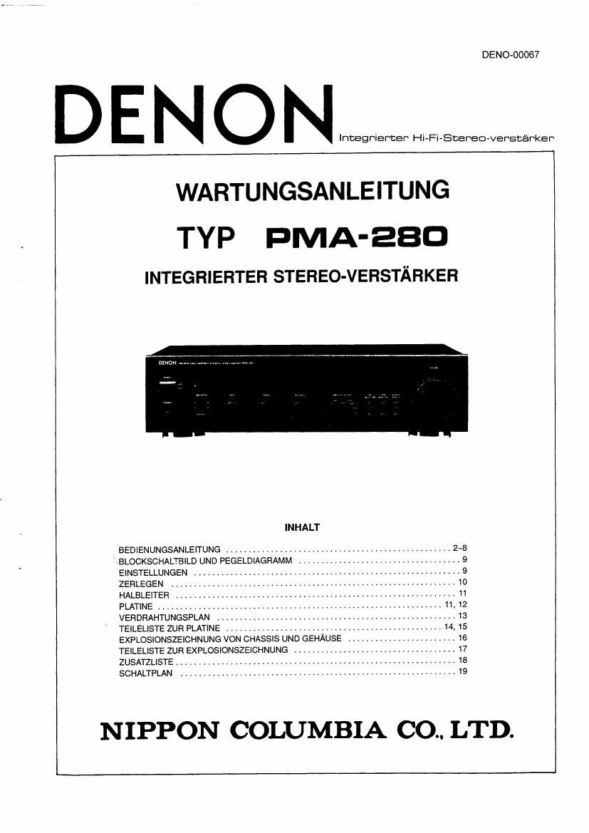 Denon PMA 280 Service Manual