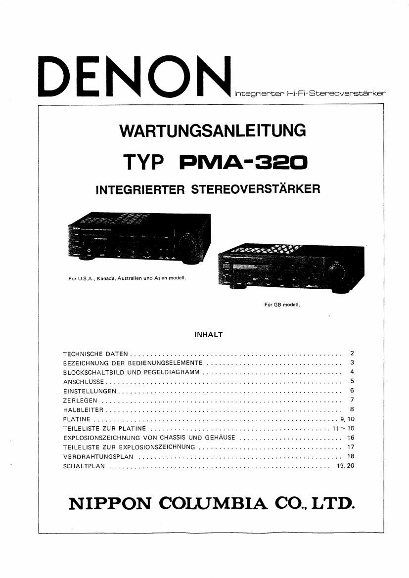 Denon PMA 320 Service Manual