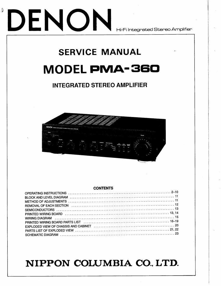 Denon PMA 360 Service Manual