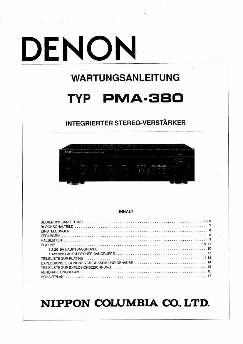 Denon PMA 380 Service Manual