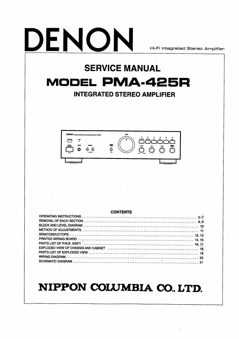 Denon PMA 425R Service Manual