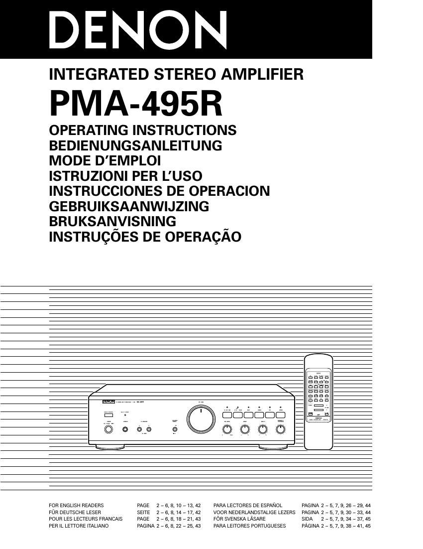 Denon PMA 495R Owners Manual