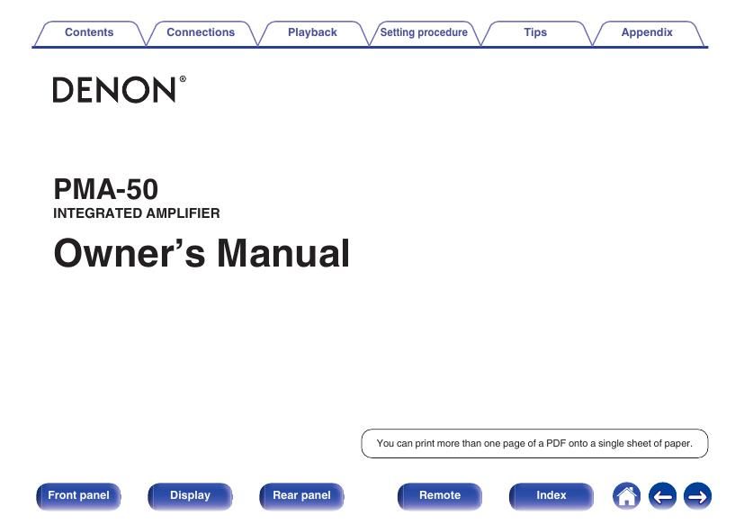 Denon PMA 50 Owners Manual
