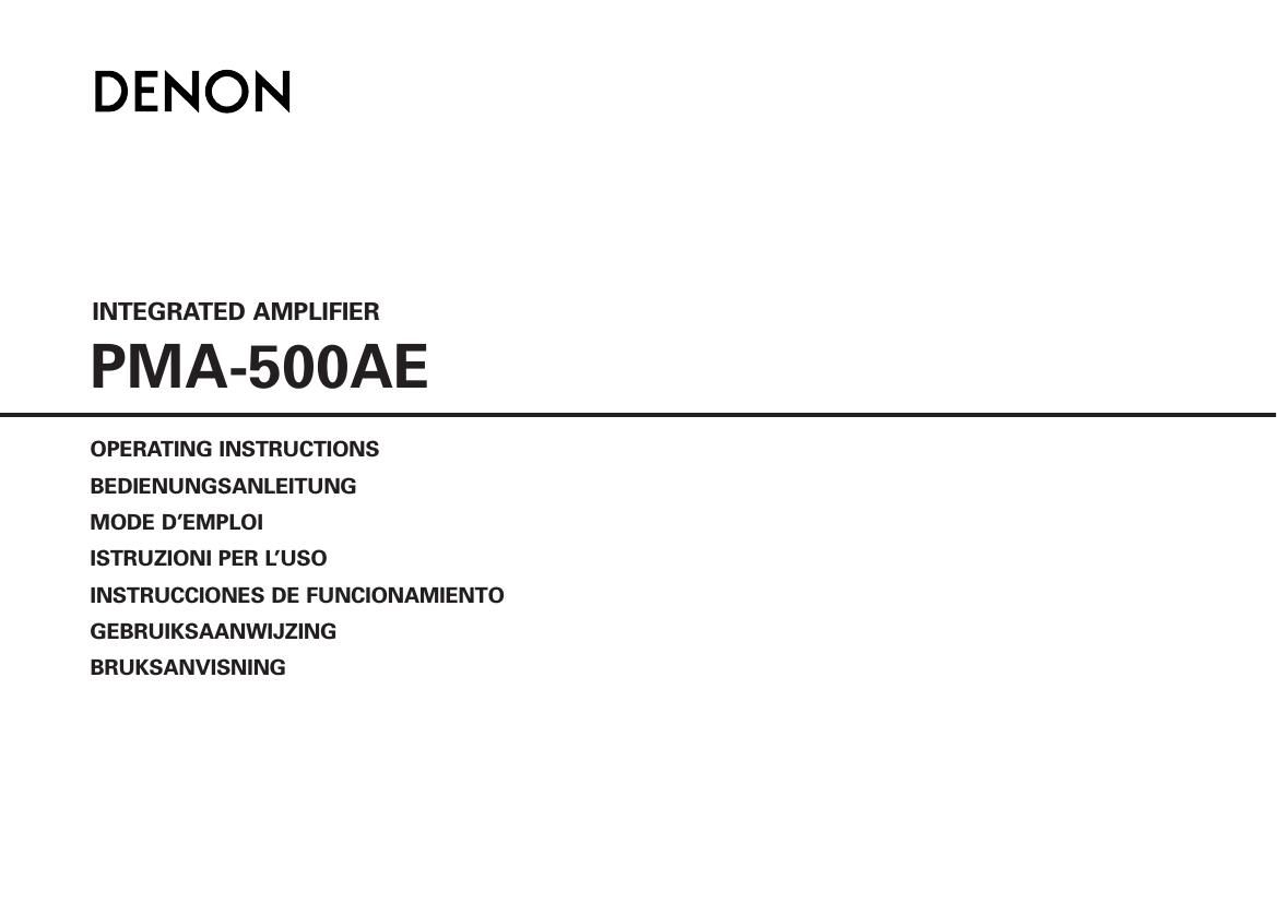 Denon PMA 500AE Owners Manual