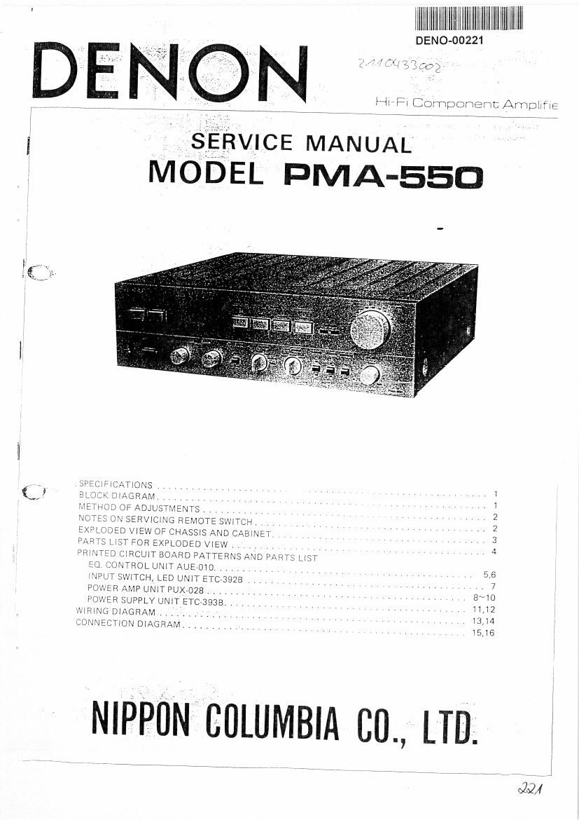 Denon PMA 550 Service Manual