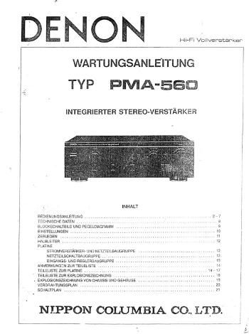 Denon PMA 560 Service Manual