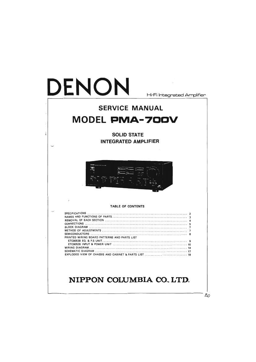 Denon PMA 700 V Service Manual