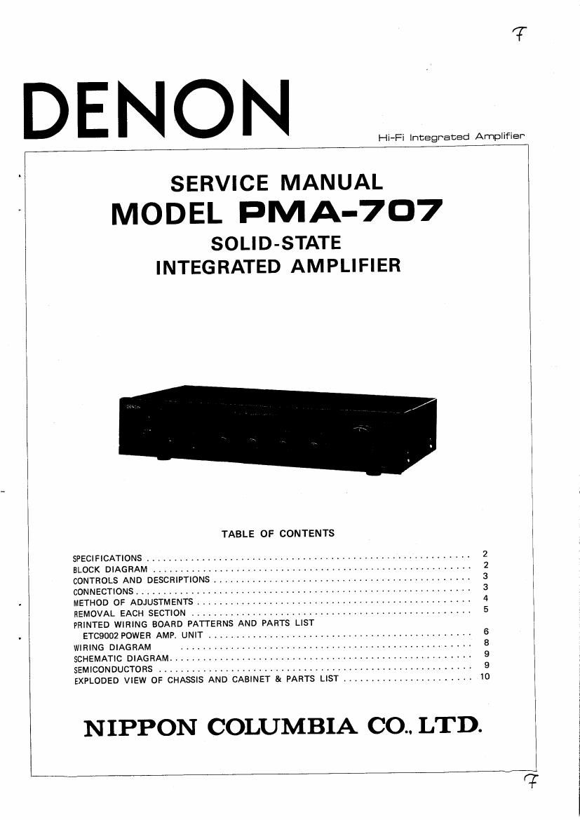 Denon PMA 707 Service Manual