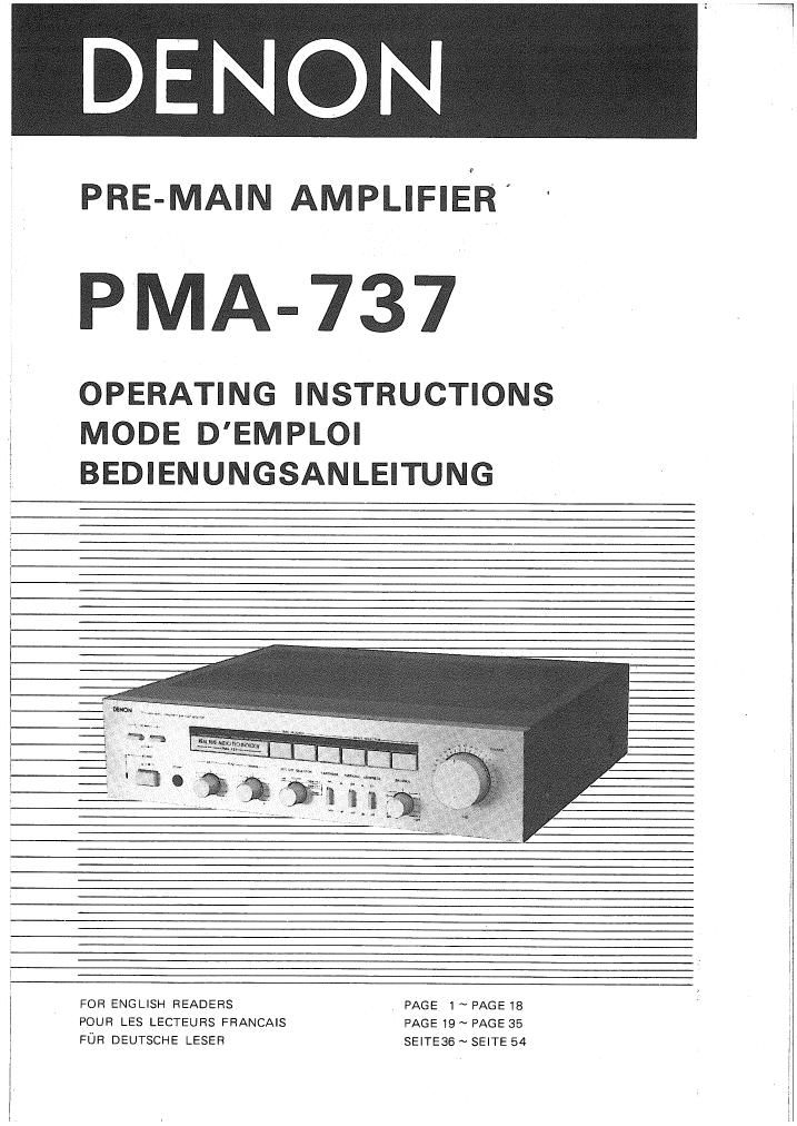 Denon PMA 737 Owners Manual