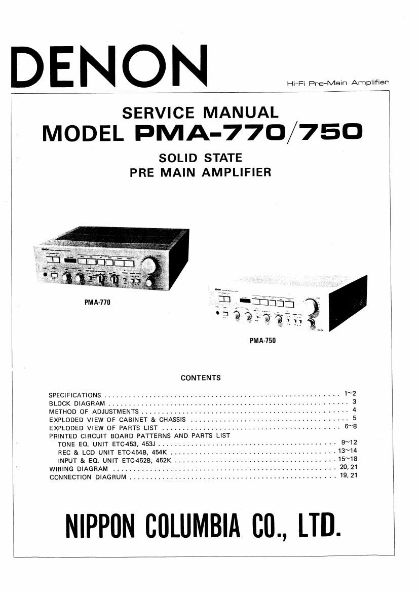 Denon PMA 750 PMA 770 Service Manual