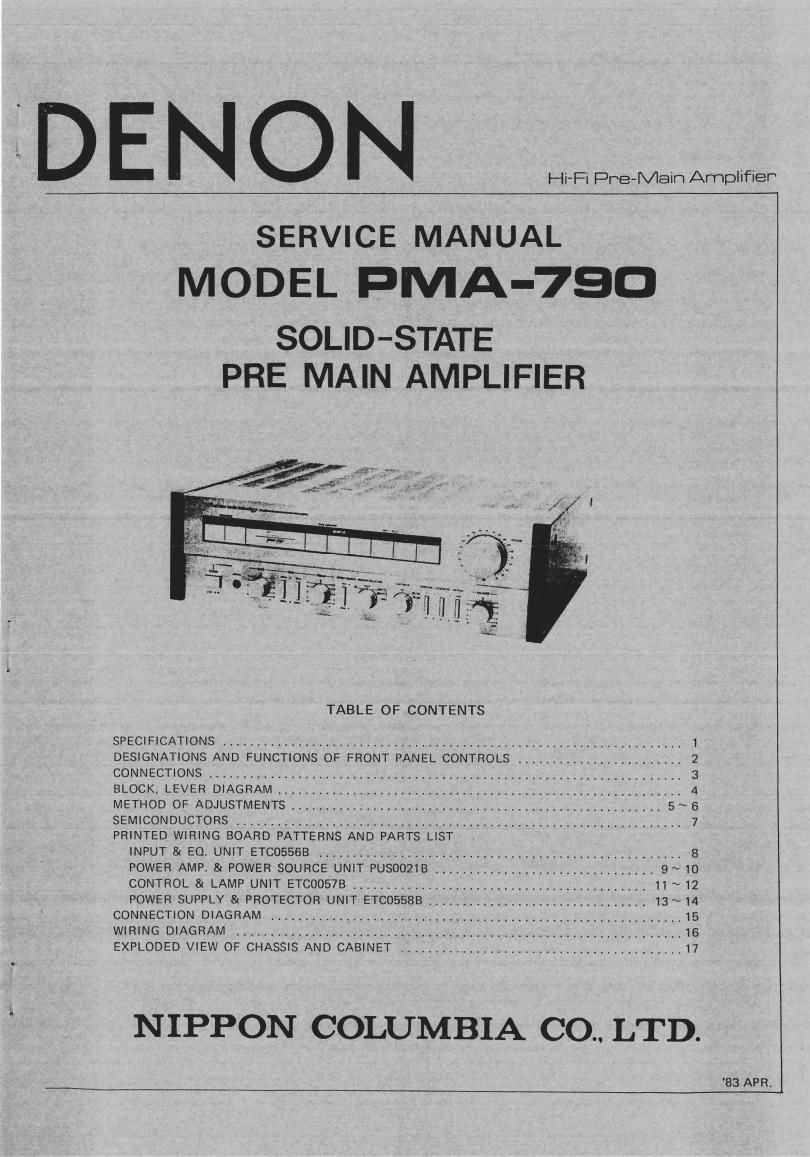 Denon PMA 790 Service Manual