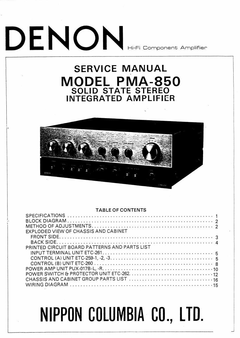 Denon PMA 850 Service Manual