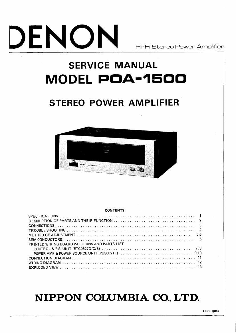 Denon POA 1500 Service Manual