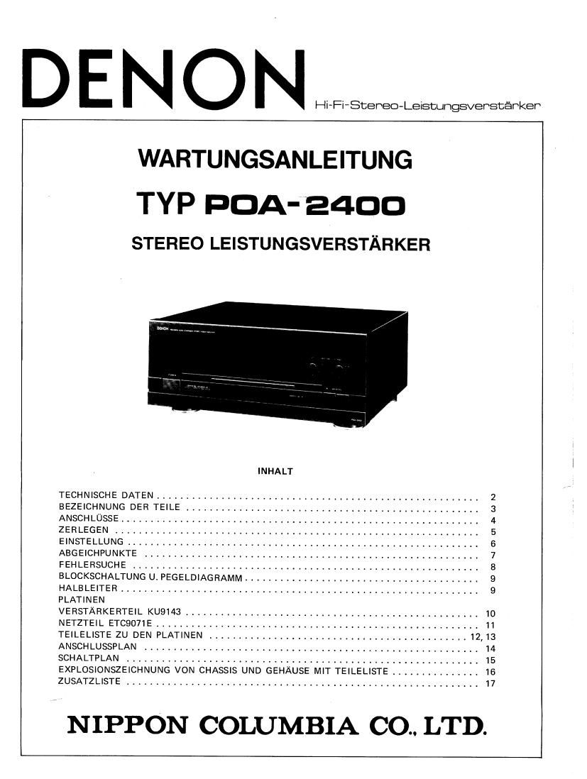 Denon POA 2400 Service Manual