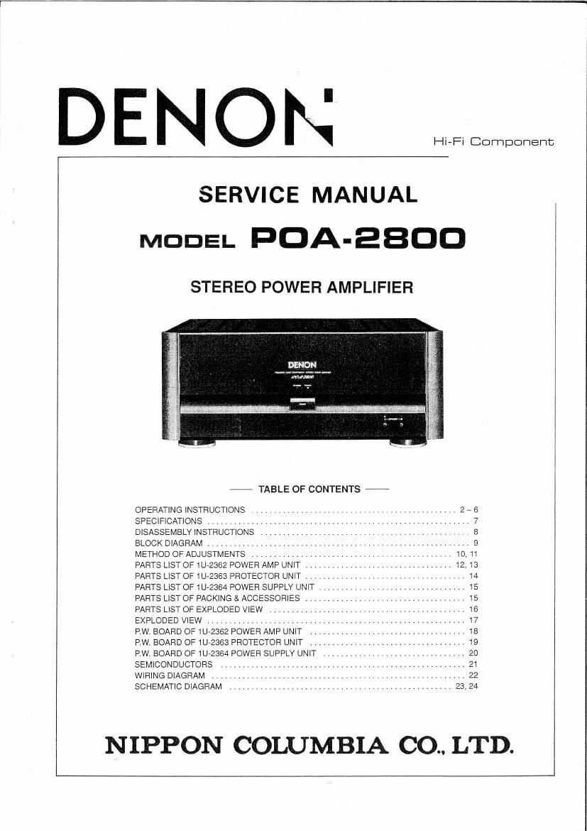 Denon POA 2800 Service Manual