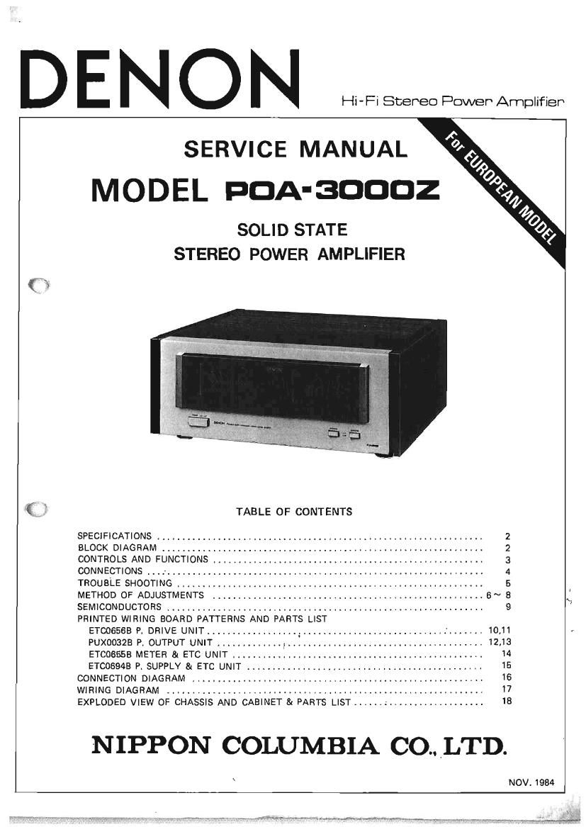 Denon POA 3000Z Service Manual