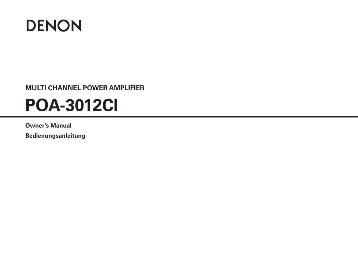 Denon POA 3012 CI Owners Manual