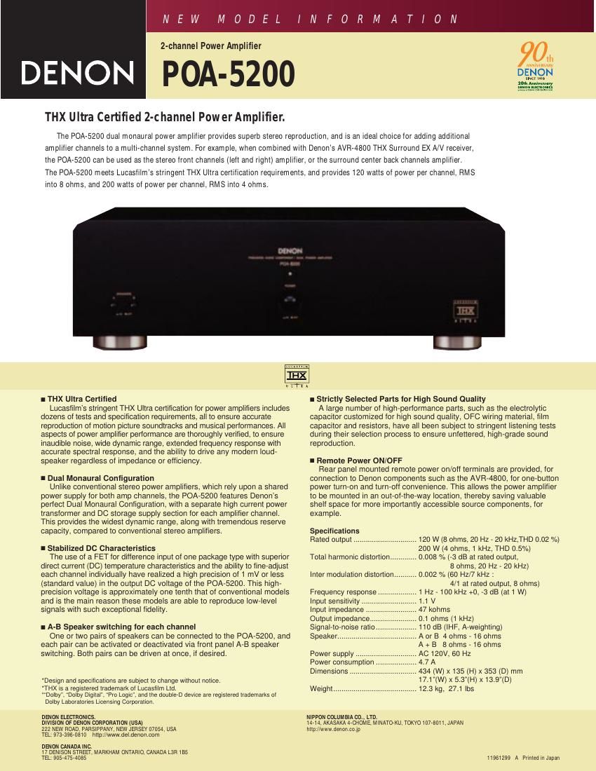 Denon POA 5200 Brochure