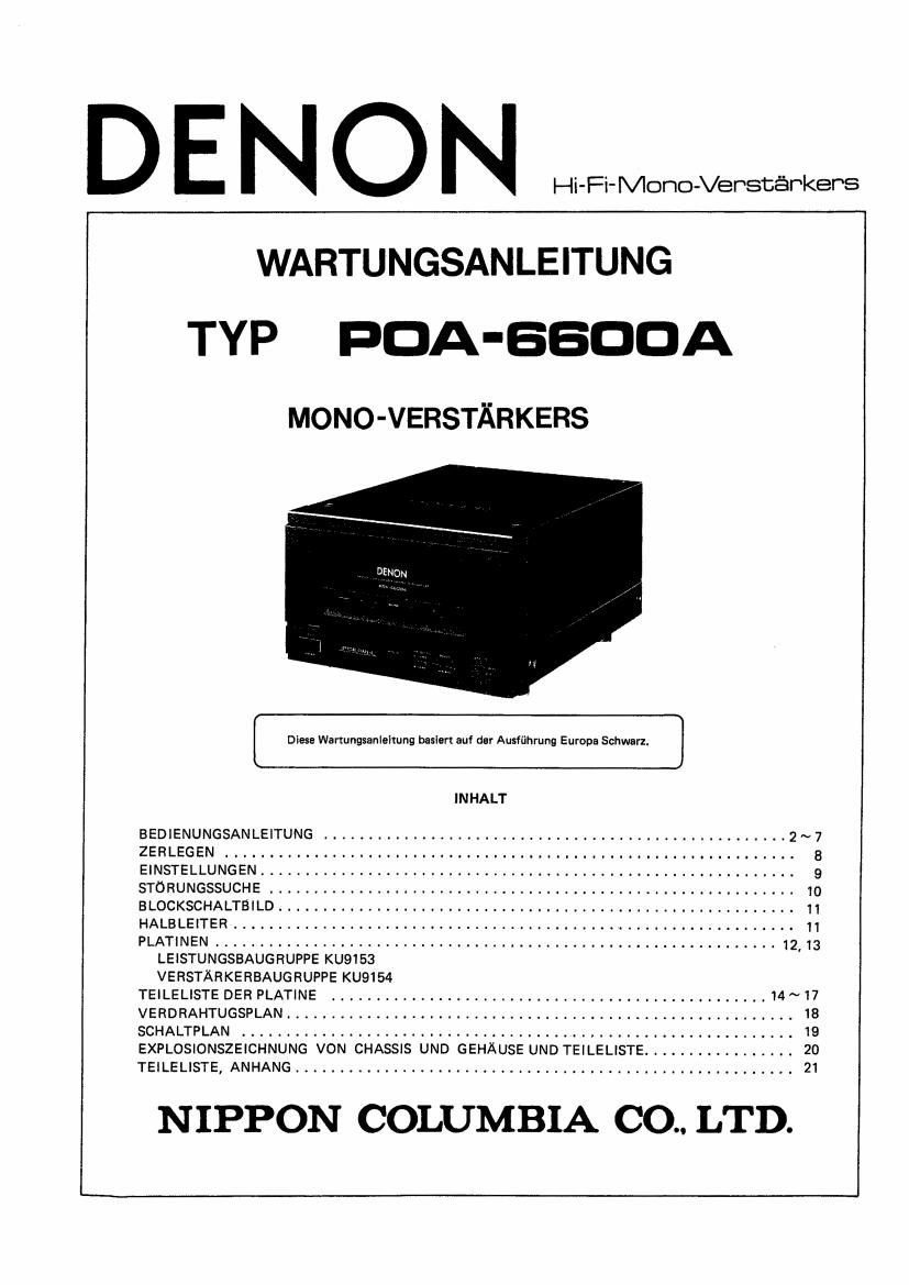Denon POA 6600A Service Manual
