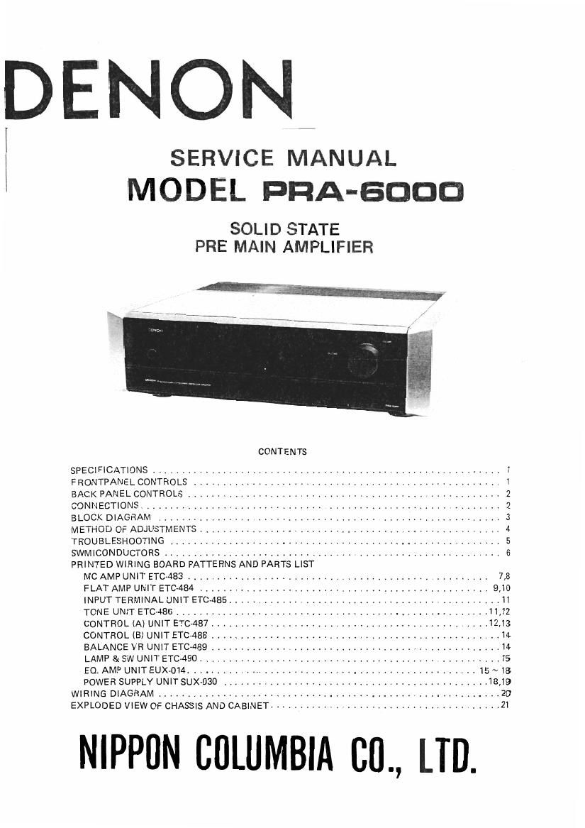Denon PRA 6000 Service Manual