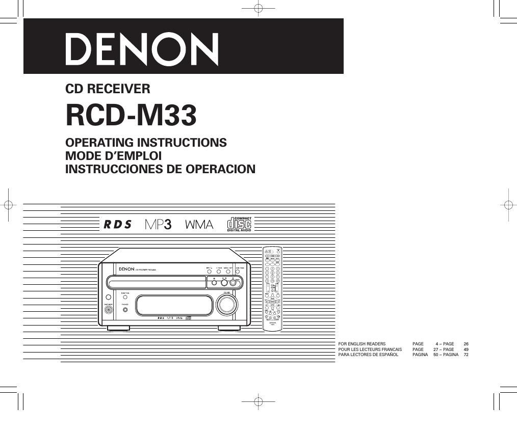 Denon RCD M33 Owners Manual