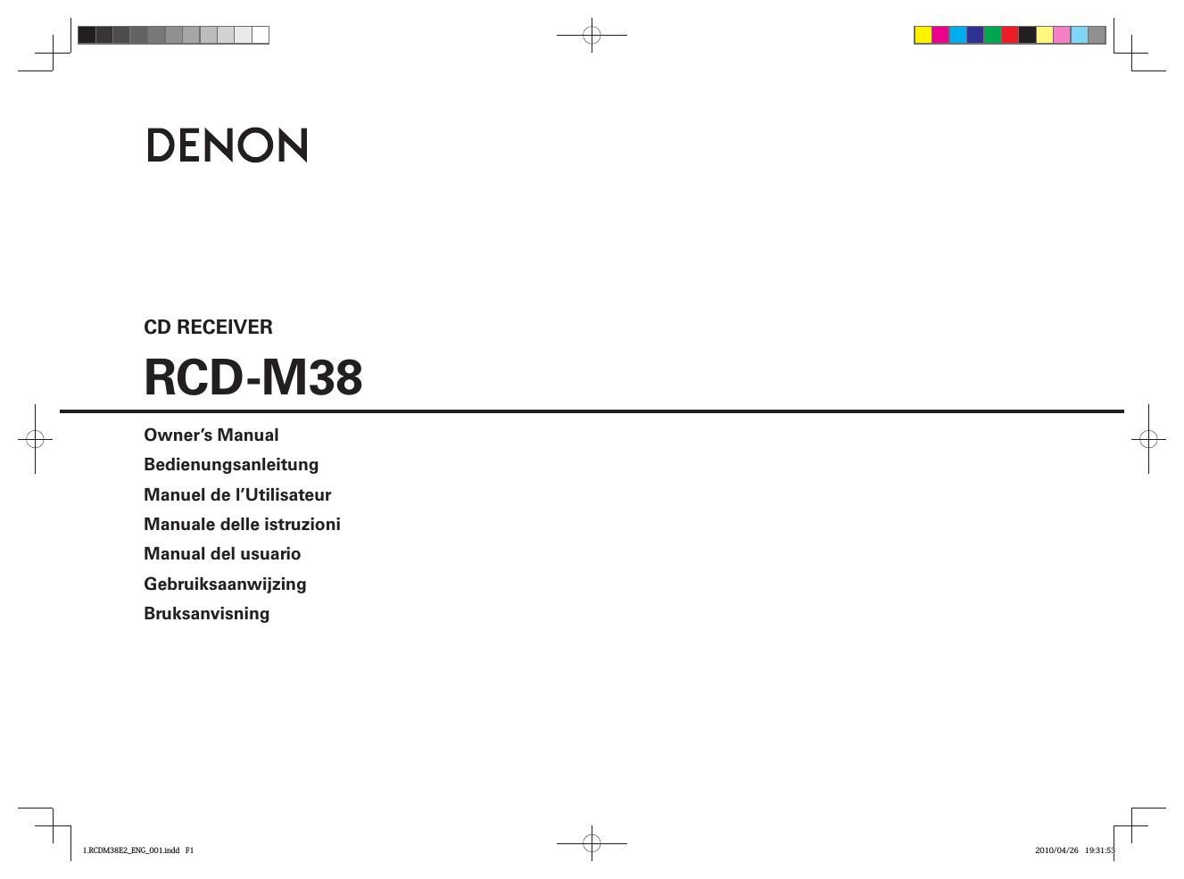 Denon RCD M38 Owners Manual