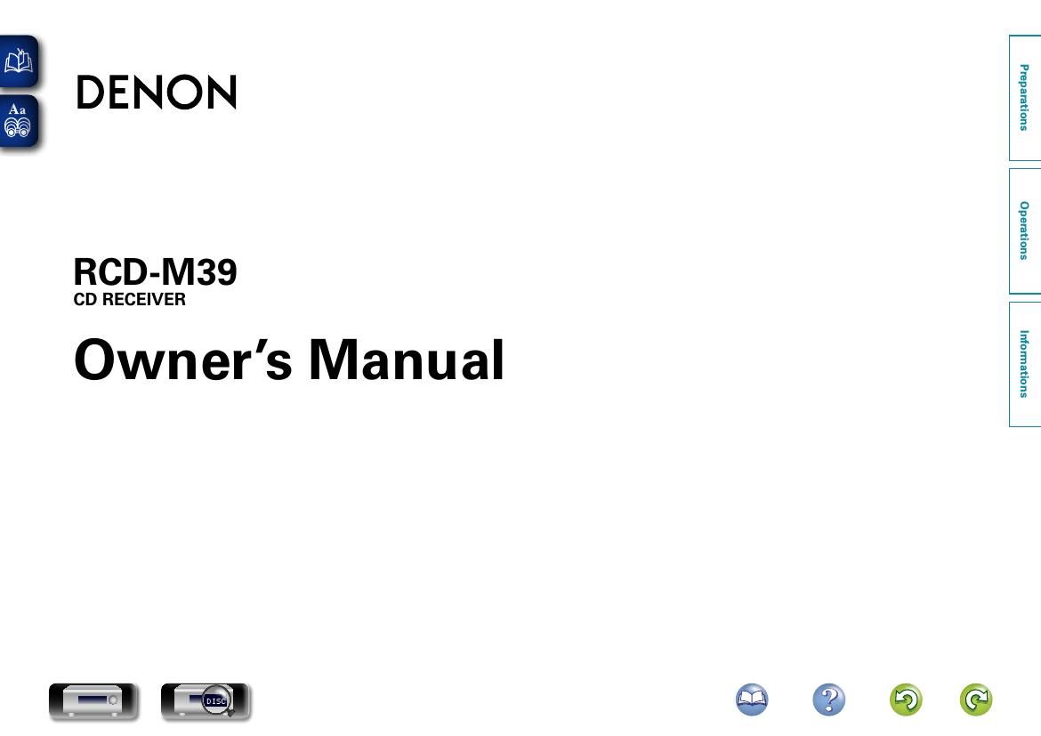Denon RCD M39 Owners Manual