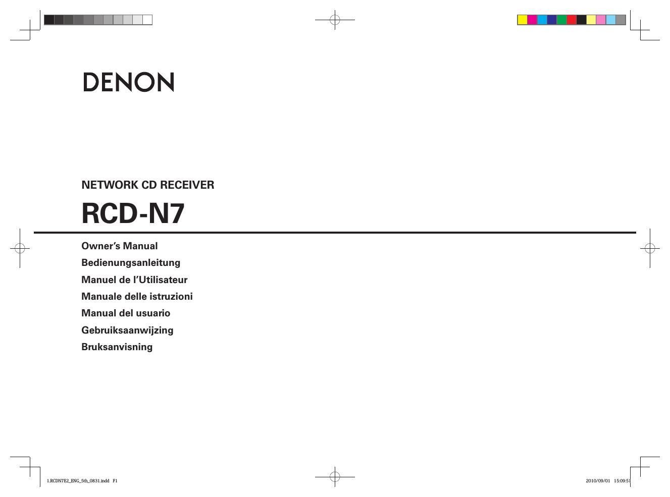 Denon RCD N7 Owners Manual