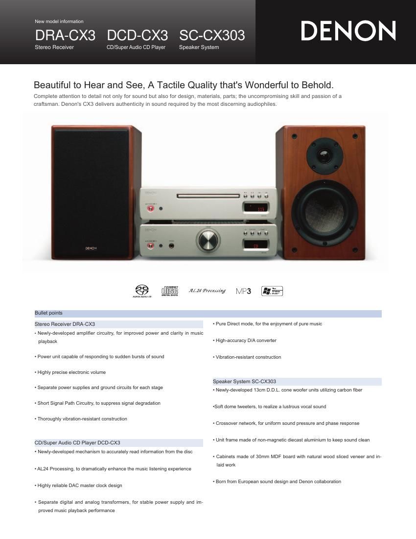 Free Audio Service Manuals - Free download Denon SC CX303 Brochure