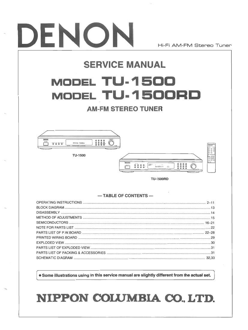 Denon TU 1500 Service Manual